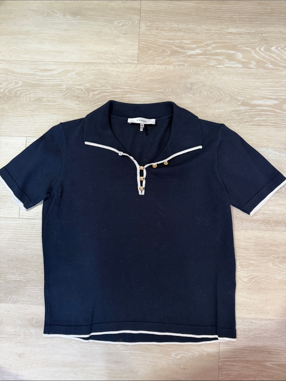 Frame Navy Knit Top